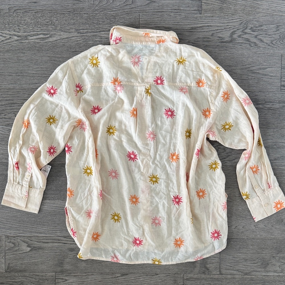 🌼OLD NAVY🌼 NWT Peachy Cream Floral Linen Shirt and Shorts Set, Size XL - Picture 7 of 13